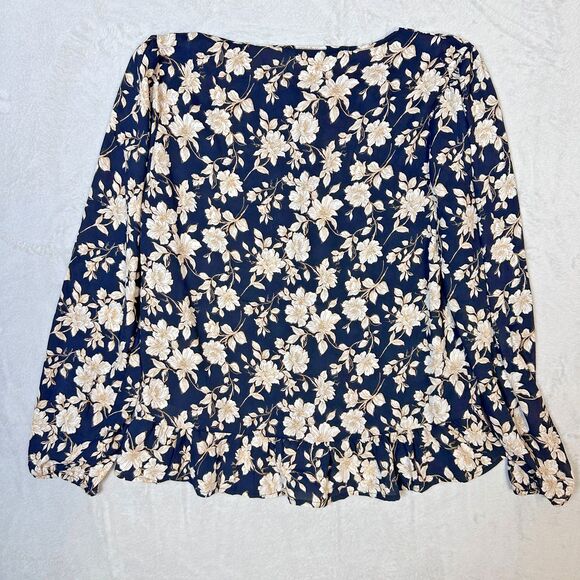 Counterparts Black/Tan Floral Tie Front Ruffle Women's Blouse Size Medium - Picture 5 of 9